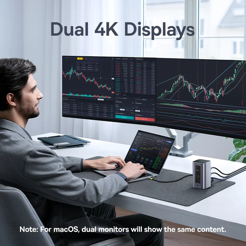 Baseus 12‑in‑1 USB‑C HUB | Dual HDMI 4K@60Hz, USB 3.2, RJ45, SD/TF, PD 100W Docking Station