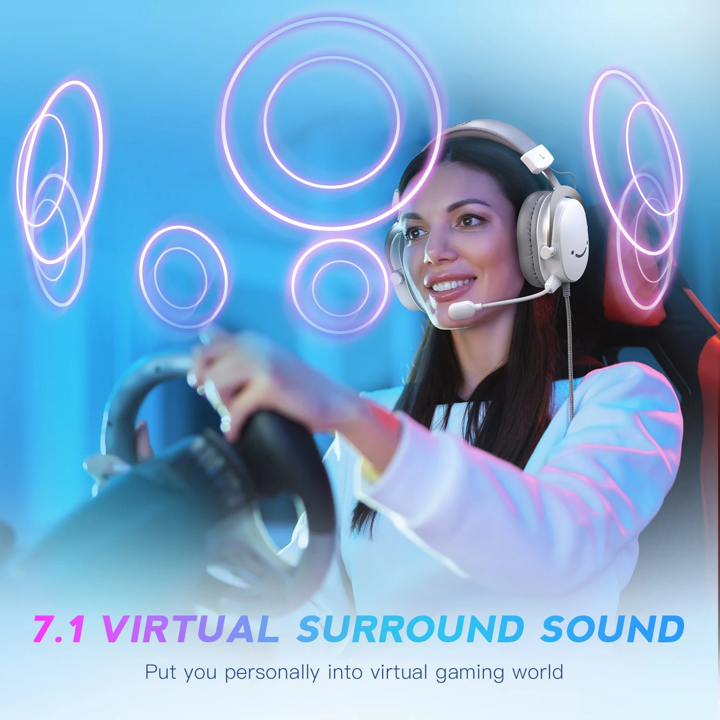 FIFINE Ampligame H9W White Gaming Headset | 7.1 Surround Sound & Dual 3.5mm/USB