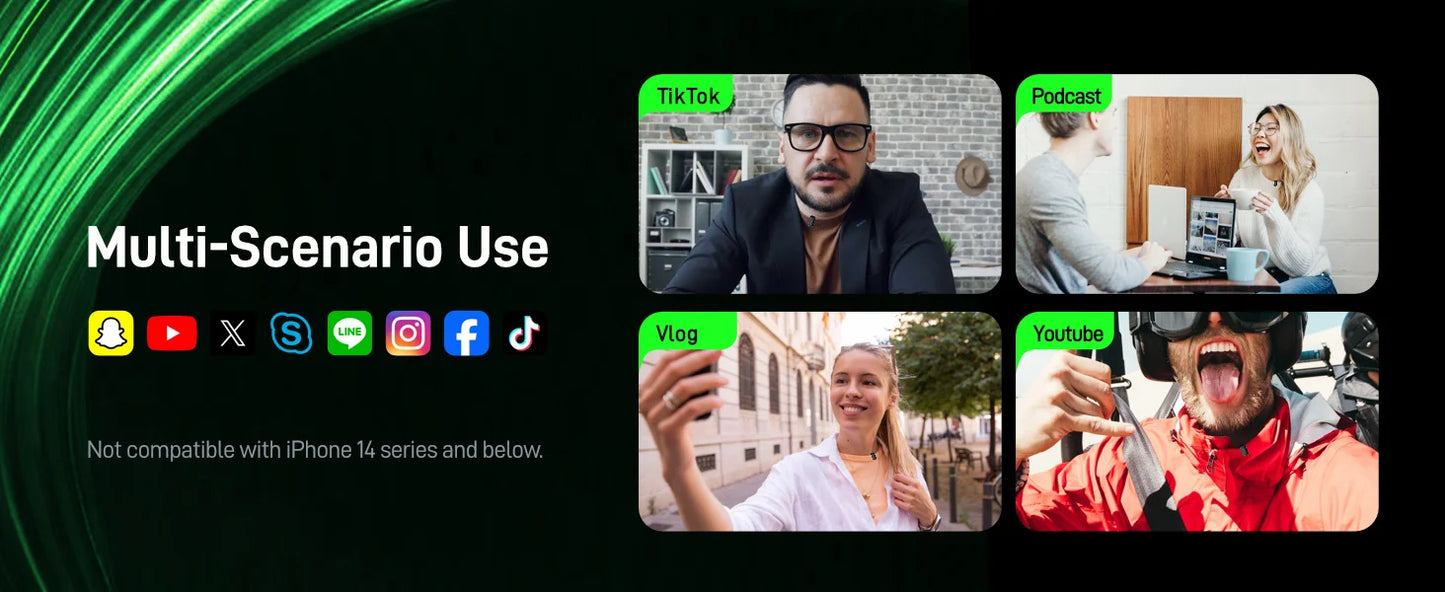 Maono Wave T1 mini – Wireless Lavalier Microphone | AI Noise Cancellation, Auto‑Clipping & App Control for iPhone, Android & PC Video Recording