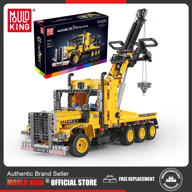 Mould King 17011 High-Tech Tow Truck | Motorized MOC-43434 Road Trailer Building Block Set - Limetastore