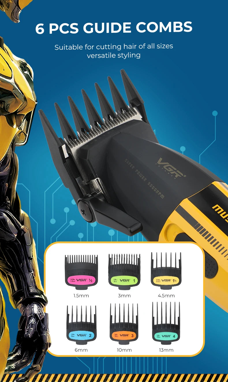 VGR Hair Trimmer Professional Hair Cutting Machine Cordless Hair Clippers Adjustable Barber Rechargeable Trimmer for Men V-285