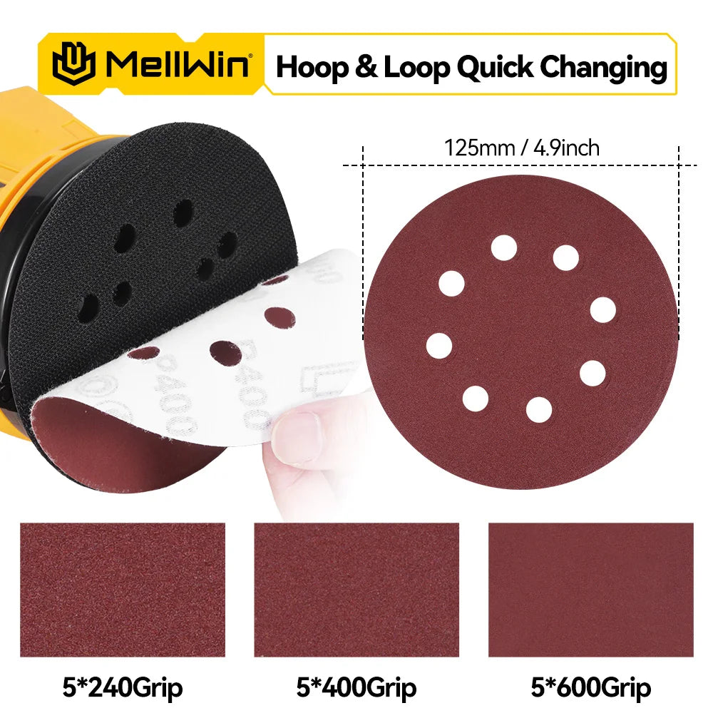 MELLWIN 125MM Electric Orbital Sander 3 Speeds Adjustable Cordless Grinding Sanding Polishing Machine For Makita 18V Battery Pin - Limetastore