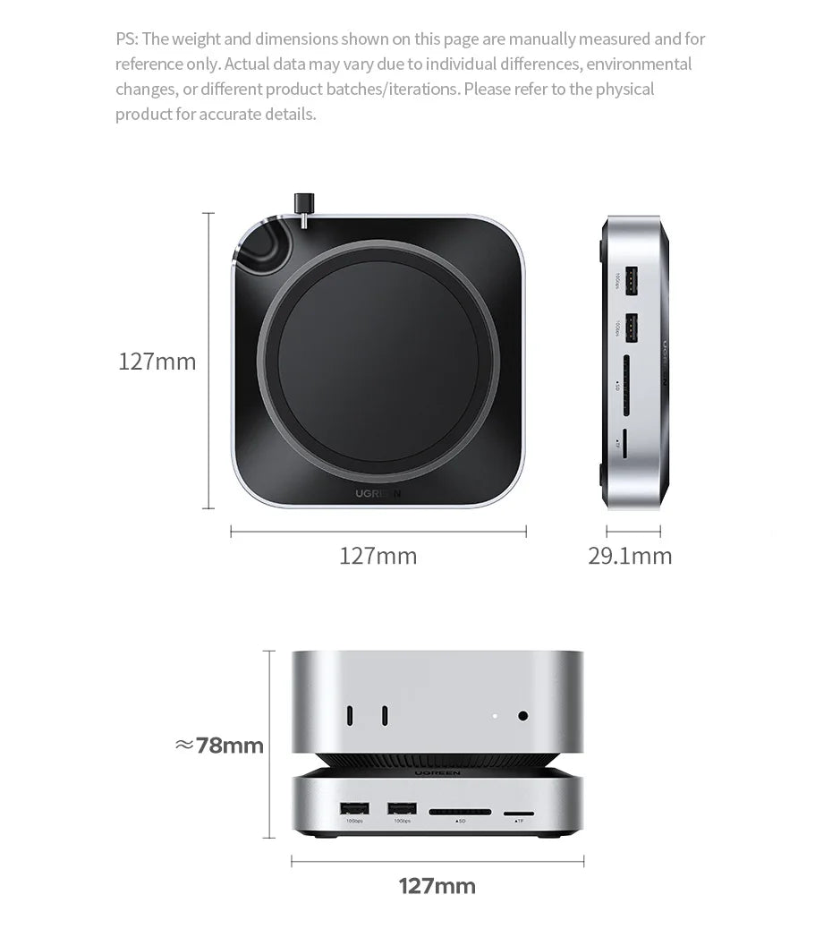 UGREEN USB‑C Docking Station for Mac Mini M4/M4 Pro with M.2 NVMe SSD Enclosure