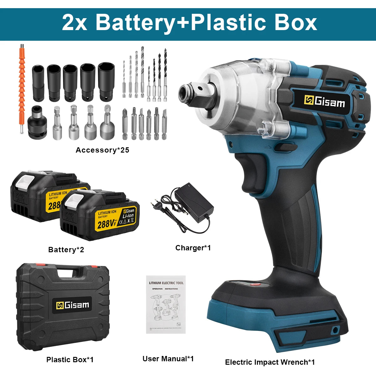 Gisam 320N.m Brushless Impact Wrench 1/2"