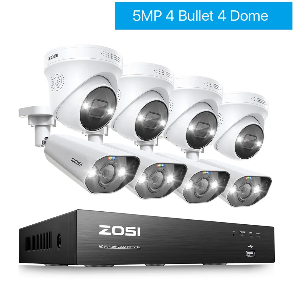 ZOSI 4K 8MP PoE Security Camera System – AI Human/Vehicle Detection