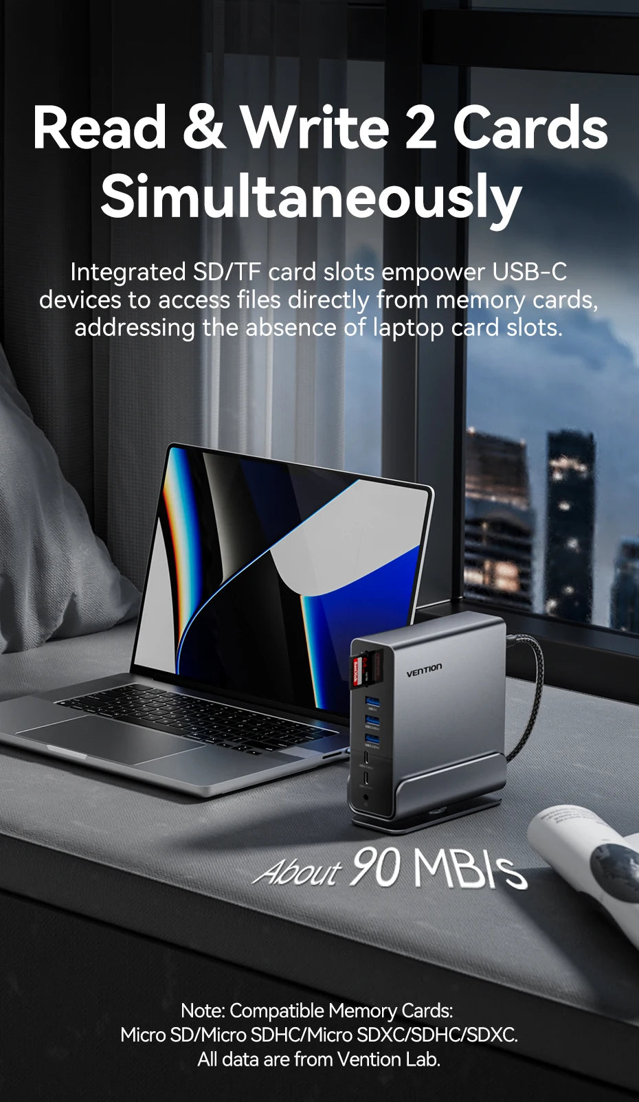 Vention USB‑C 15‑in‑1 Dock | Triple Monitor 4K 60Hz HDMI + DP, USB 3.2, PD 100W for MacBook & Windows