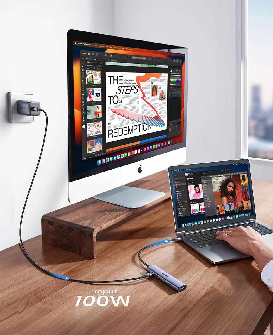 GREEN 7‑in‑1 USB‑C Hub with 4K HDMI, SD/TF, USB‑A 5Gbps, PD100W – Type‑C 3.1
