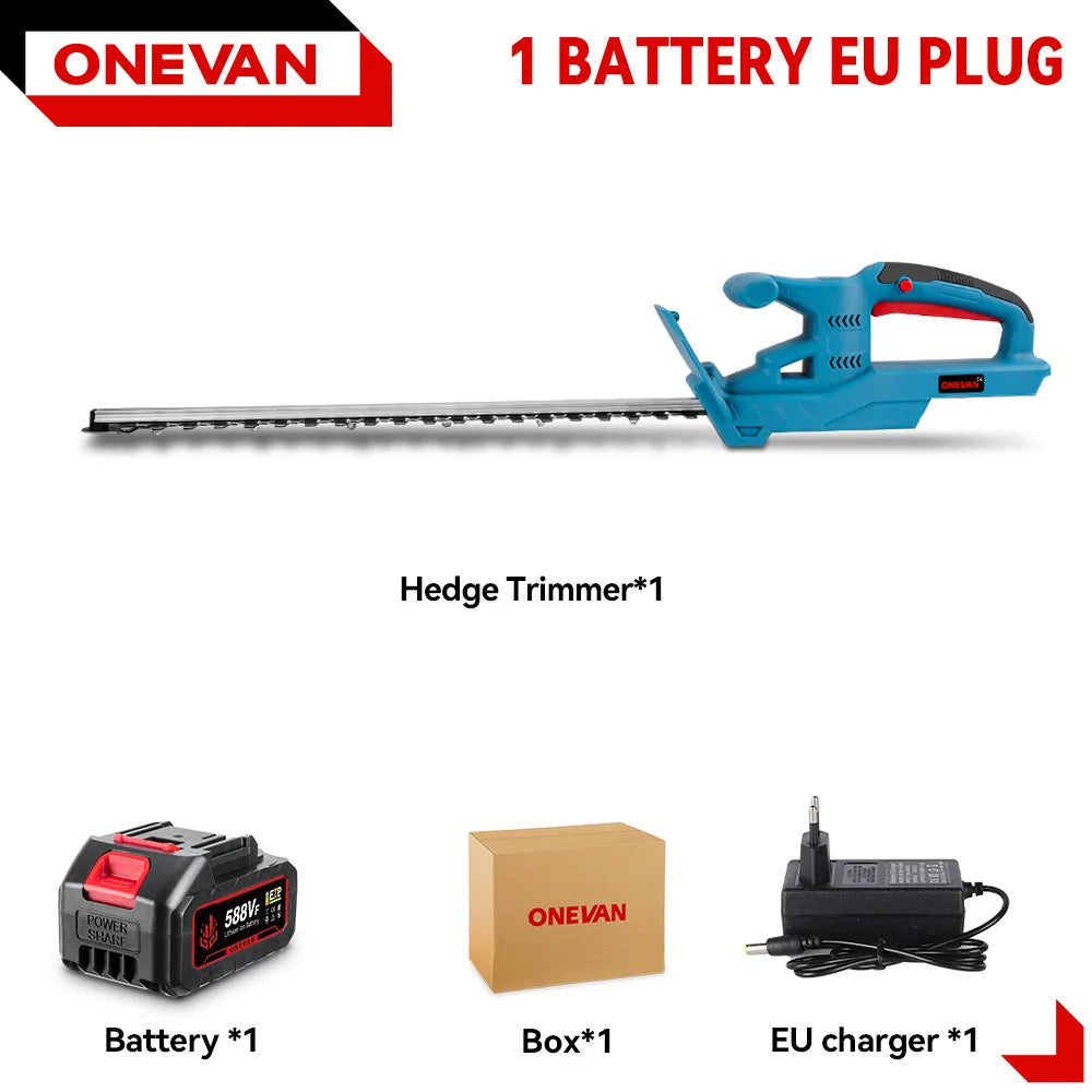 ONEVAN 3000W Electric Hedge Trimmer 20000RPM Lawn Mower Garden Landscaping Hedge Trimmer Pruner Lithium-Ion Battery Power Tool