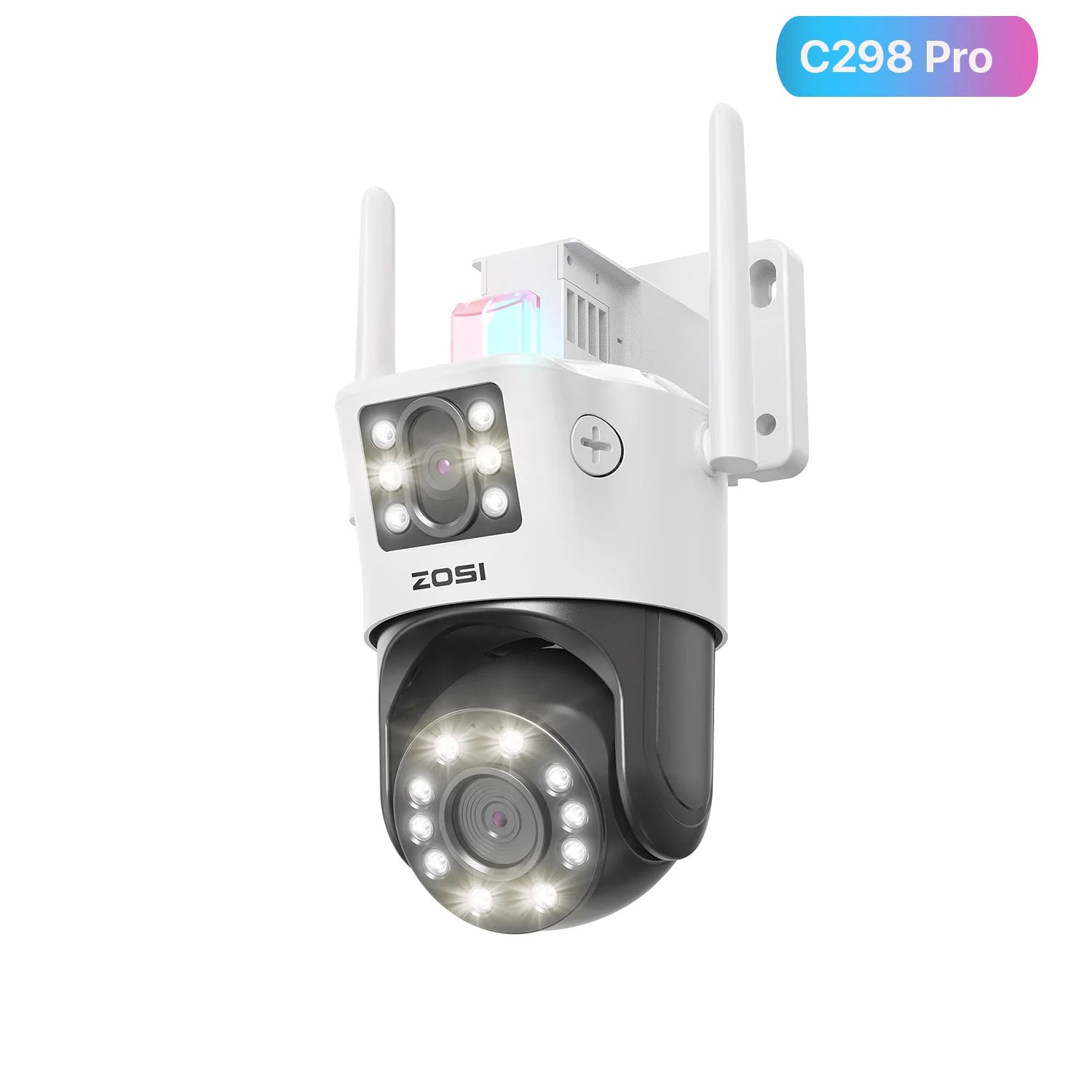 ZOSI C298 Max 4K 8MP Dual‑Lens PTZ Security Camera – 2×4MP Wide‑Angle Outdoor WiFi/Wired Surveillance Cam