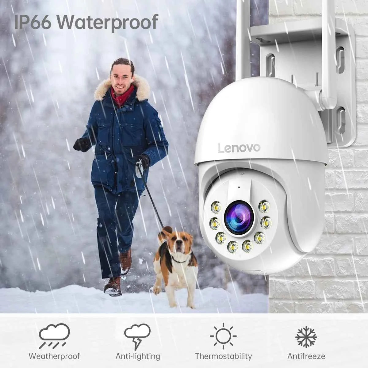 Lenovo 5MP Smart Wifi PTZ Camera Outdoor 5x Digital Zoom Auto Tracking ONVIF CCTV IP Camera Security Video Surveillance Camera - Limetastore