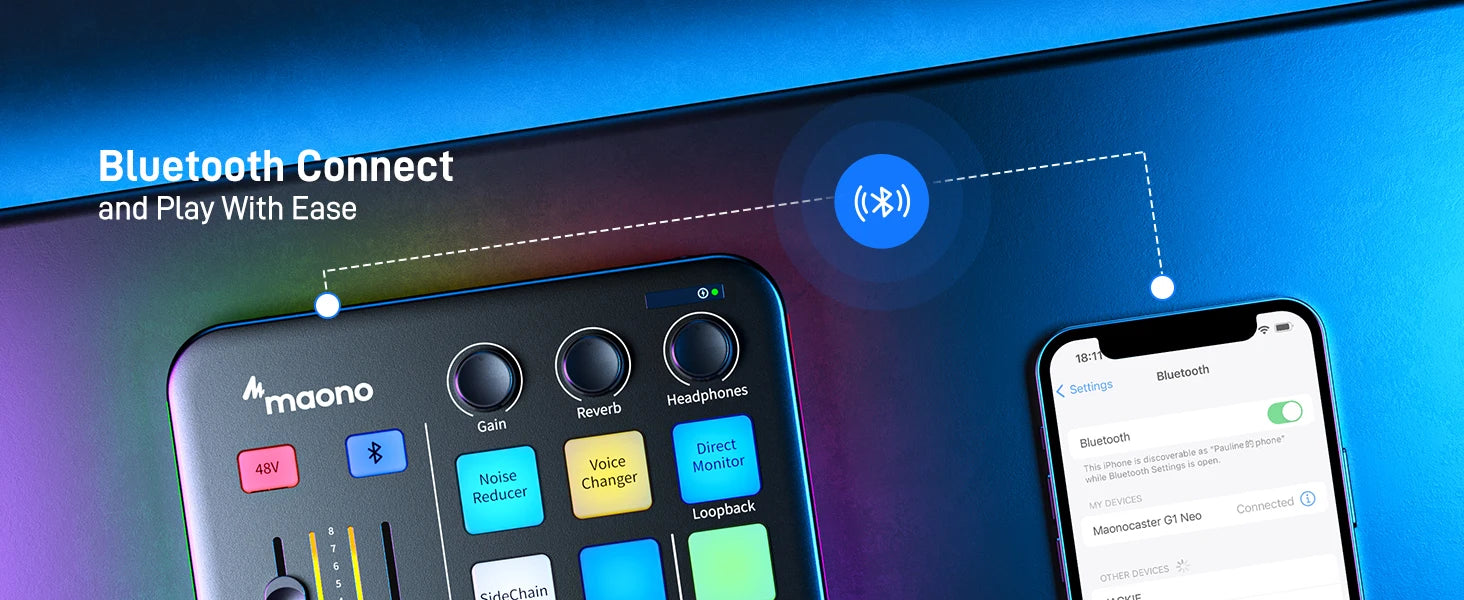 Maono G1 NEO – Gaming Audio Interface | 4‑Channel Mixer, Custom Sound Effects, RGB Lighting, XLR Input for Streaming & Podcasting