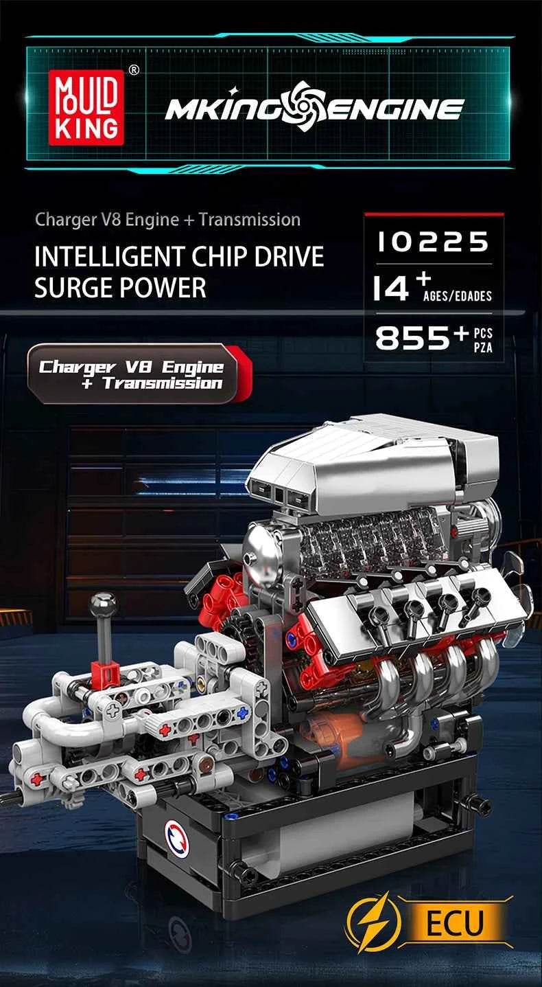 Mould King 10225 Motorized V8 Engine Building Set | Technical Car Engine Toy - Limetastore
