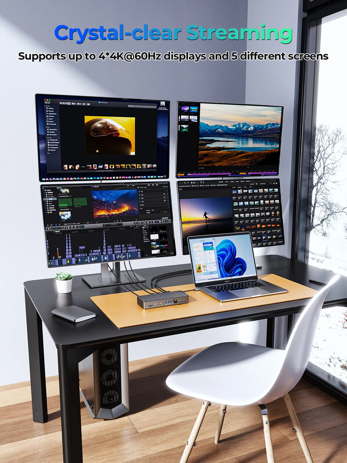 ORICO USB C Docking Station Type C to 8K30Hz DP HDMI-Com 5 Different Display RJ45 PD 22 in 1 Mult Audio 10Gbps HUB for Desktop