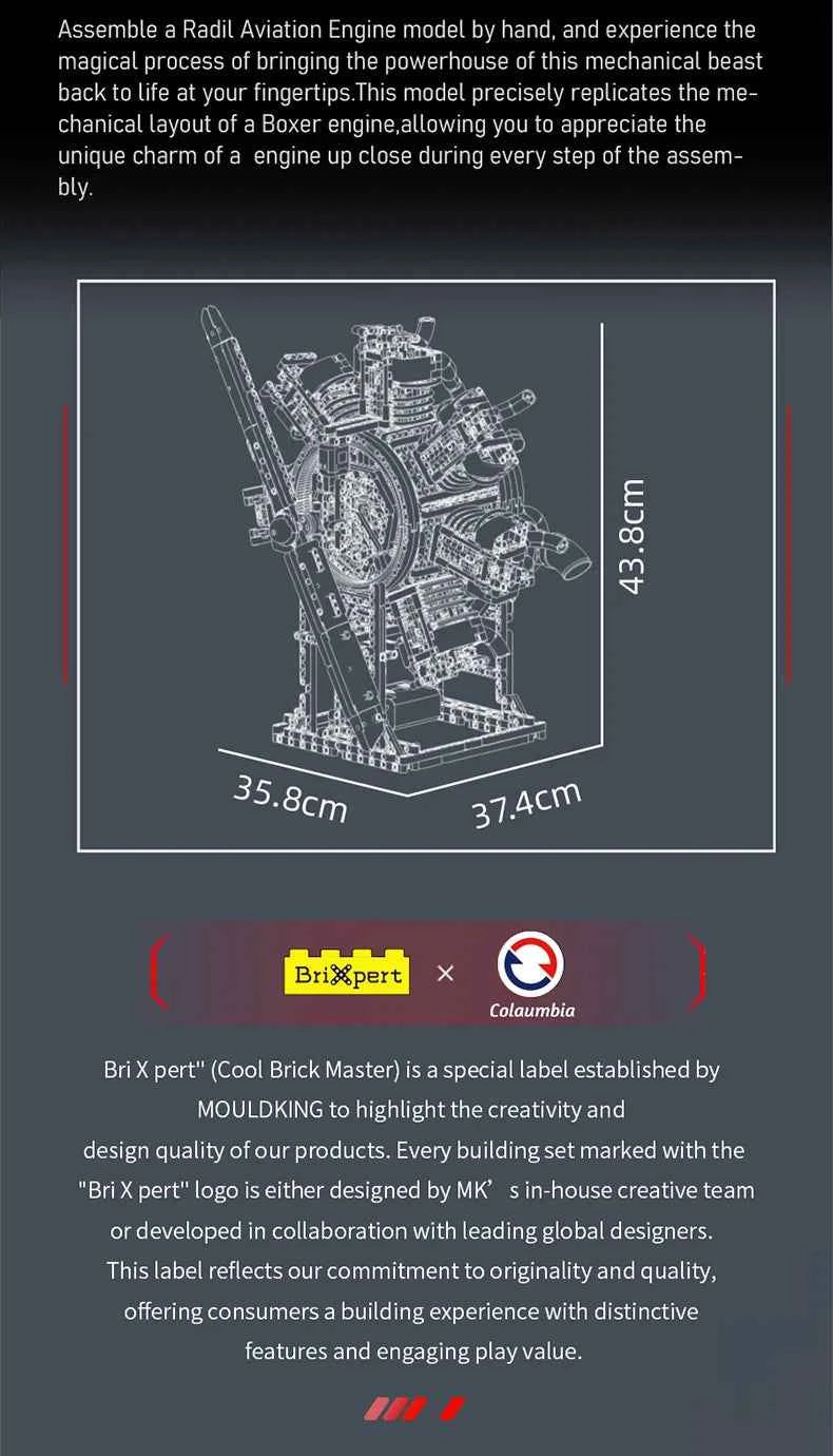 Mould King 10233 Motorized Radial Aviation Engine | 7-Cylinder Aircraft Toy - Limetastore