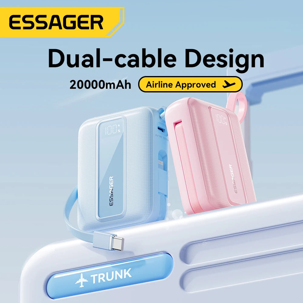 ESSAGER Mini Power Bank 20000mAh with Cables 22.5W PD