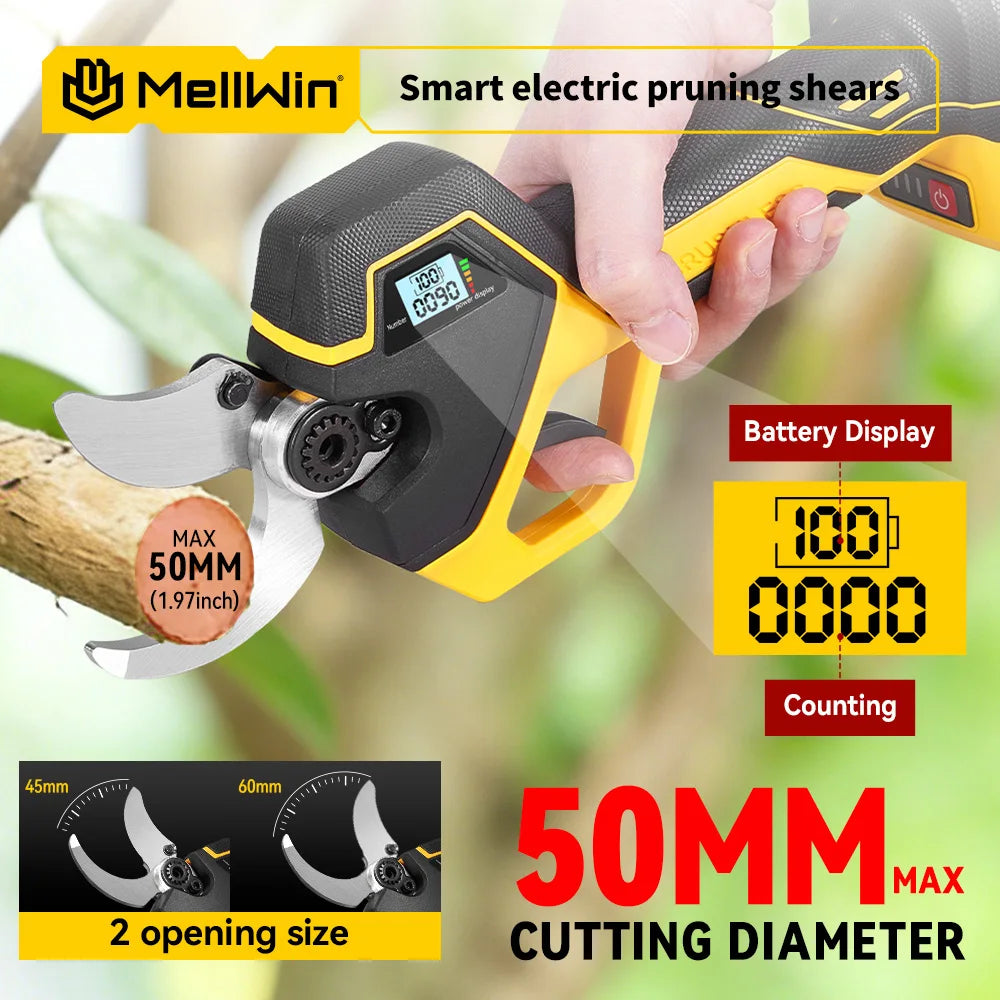 MELLWIN Brushless 50MM Electric Pruner Shear With 180CM Telescoping Pole Garden Pole Pruner Shear Tool For Makita 18VBattery Pin - Limetastore