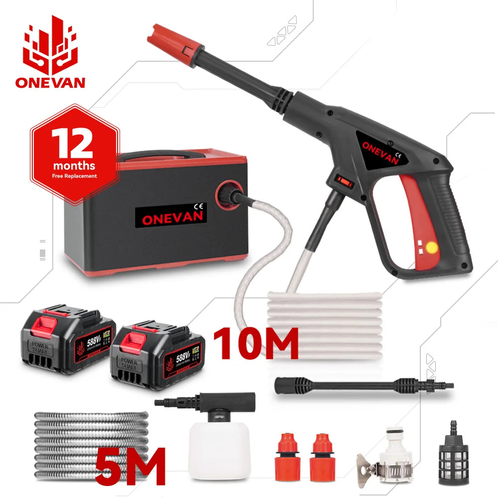 ONEVAN 4000W 220Bar High‑Pressure Washer | 2‑in‑1 Cordless Car & Garden Cleaner