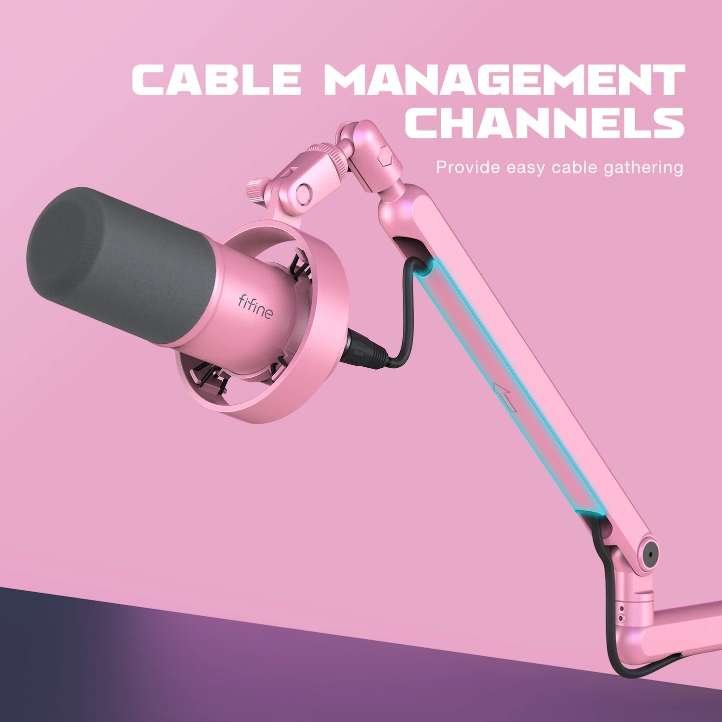 FIFINE BM88P Pink Low Profile Mic Boom Arm | Professional Metal Stand