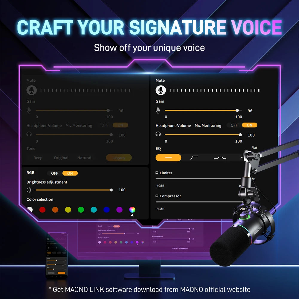 Maono PD200X – XLR/USB Dynamic Microphone | Metal Gaming & Streaming Mic with Software Control