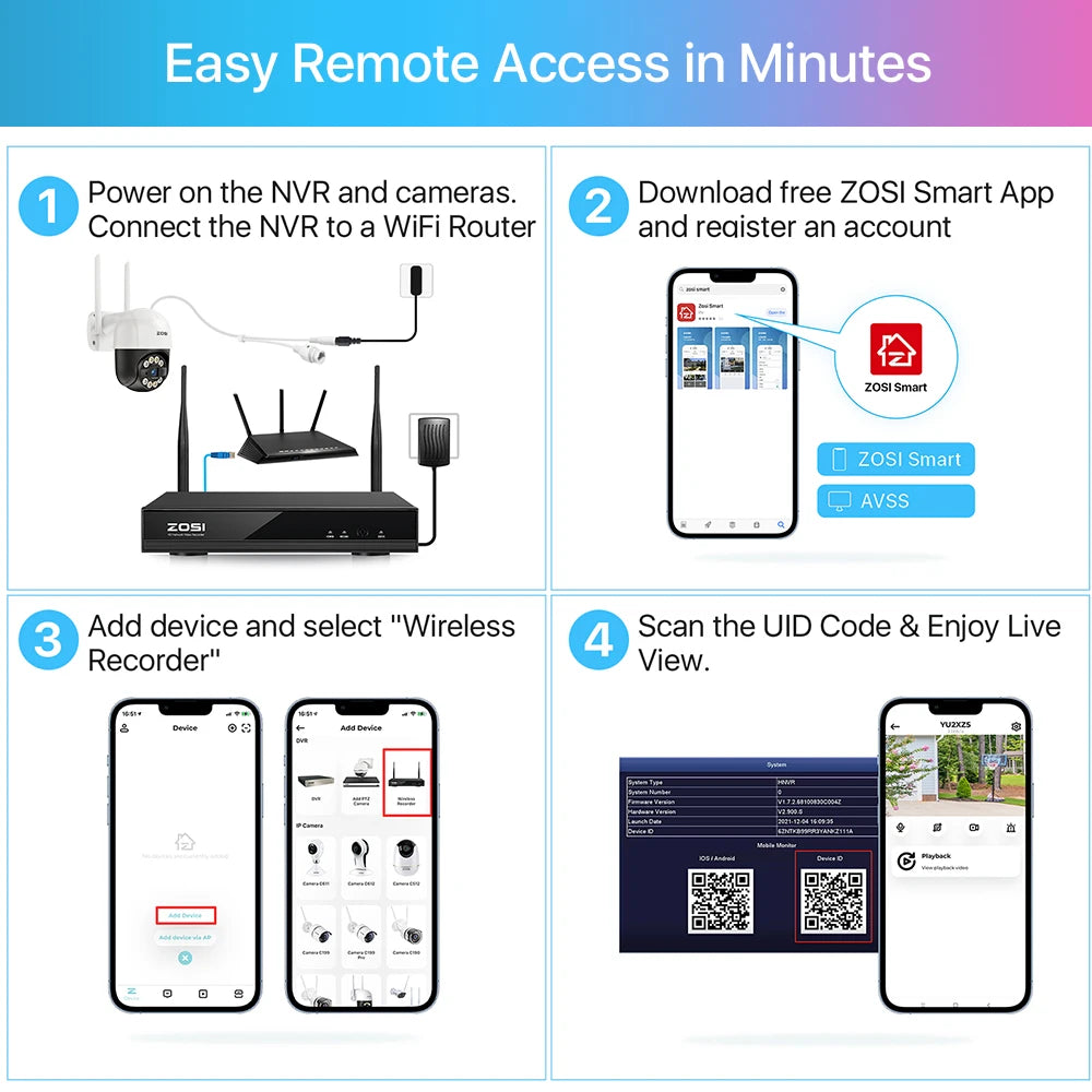 ZOSI 2K 3MP Pan/Tilt Outdoor WiFi PTZ Camera – Add‑On Camera for ZOSI NVR Systems