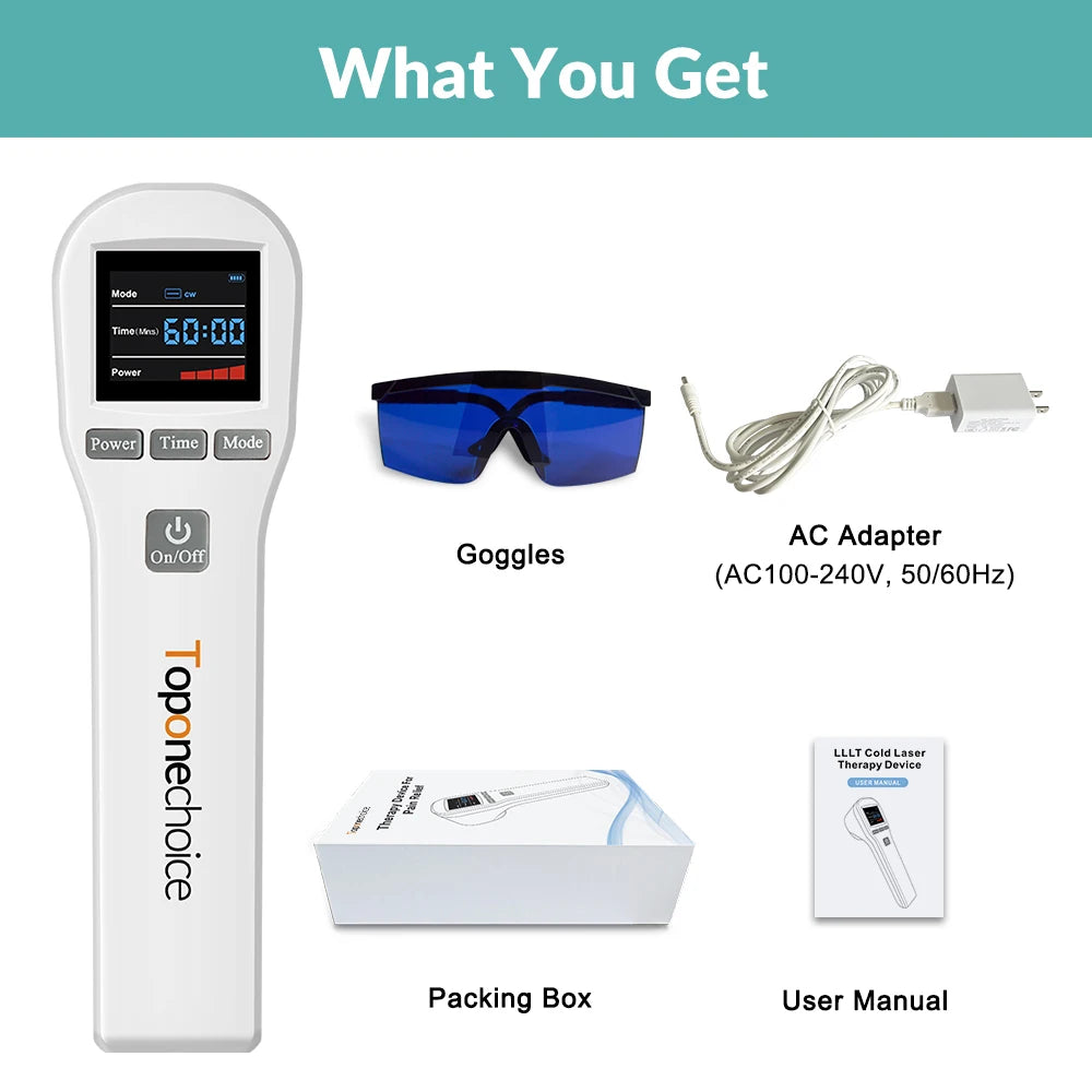 Toponechoice 880mW Professional Cold Laser Therapy Device – 650nm & 808nm