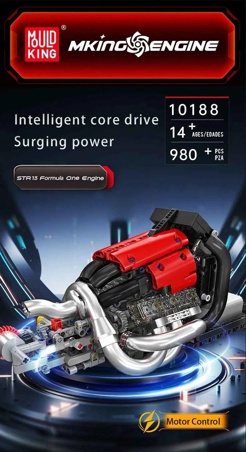 Mould King 10188 Motorized STR 13 Formula One Engine Building Set - Limetastore