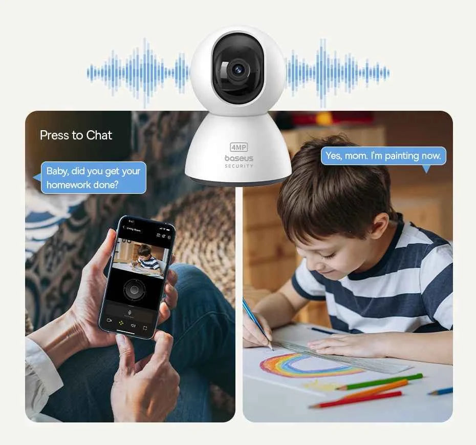 Baseus 4MP IP Camera Smart 5G WIFI Security Camera Indoor Home Protection PT 3K High Clarity Two Way Audio Surveillance Camera - Limetastore