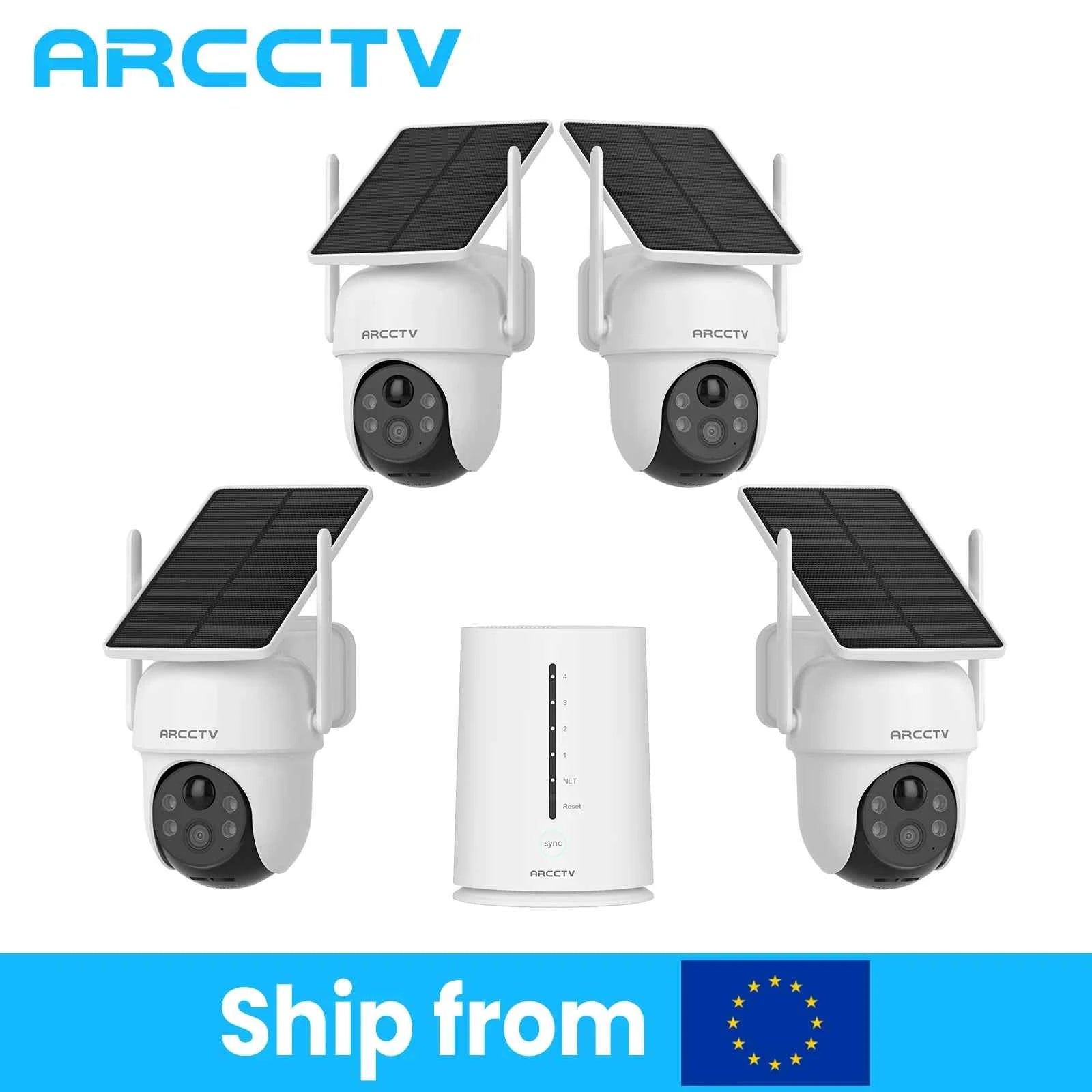 ARCCTV 2K Solar Wifi Camera Kit Outdoor Wireless Security Surveillance Camera Set Siren Alarm Two Way Audio Humanoid Detection - Limetastore