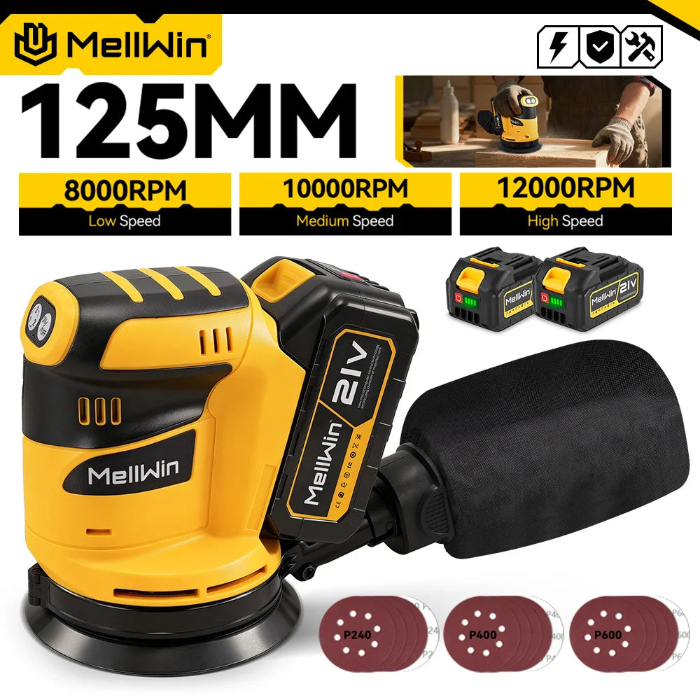 Cordless  Sander With Dust Box 3 Speed Cordless Disc Orbital Sander Polisher Machine For Makita 18V Battery Pin - Limetastore