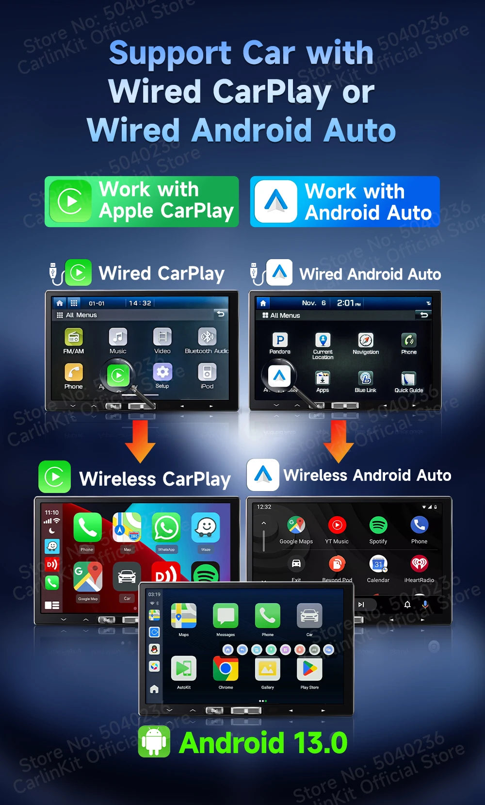 CarlinKit Android 13 SDM660 HDMI Wireless CarPlay AI Box