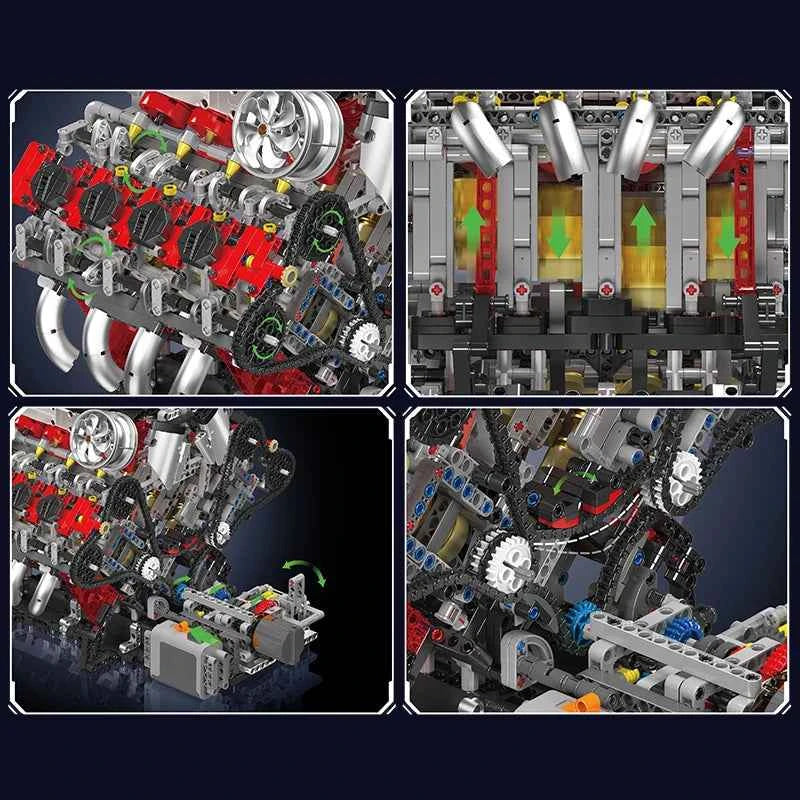 Mould King 10130 F488 Supercar V8 Engine Building Set | Technical Car Part - Limetastore
