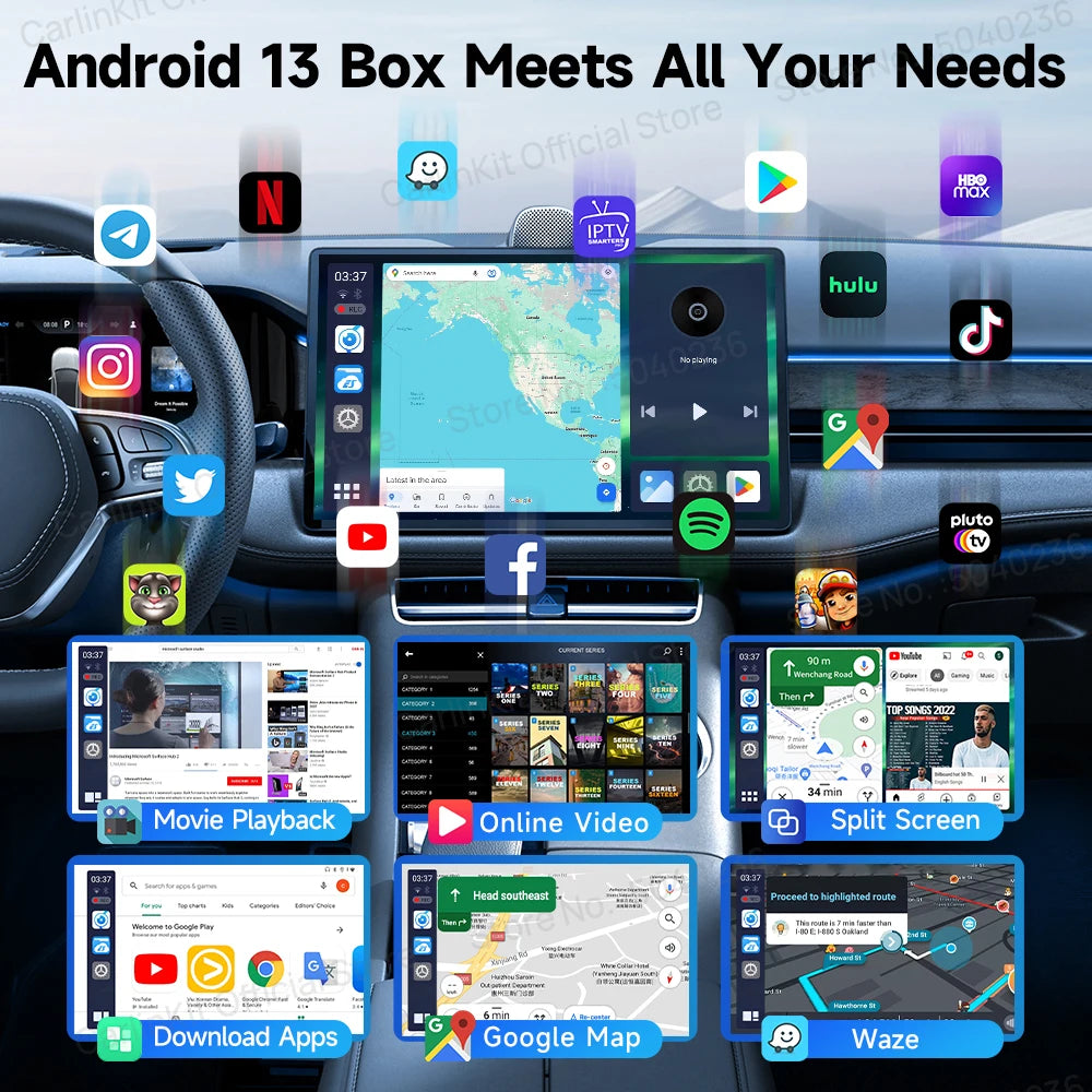CarlinKit Android 13 8‑Core 8+128GB Wireless CarPlay AI Box