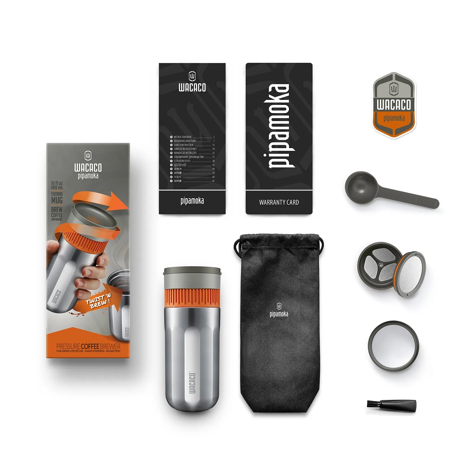 Wacaco Pipamoka Portable Vacuum Pressure Coffee Maker – All-in-One Hand-Powered Twist Brewer