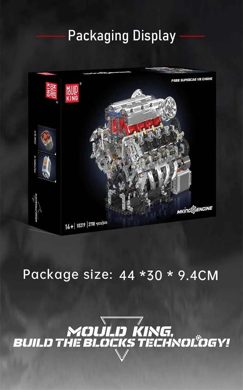 Mould King 10130 F488 Supercar V8 Engine Building Set | Technical Car Part - Limetastore