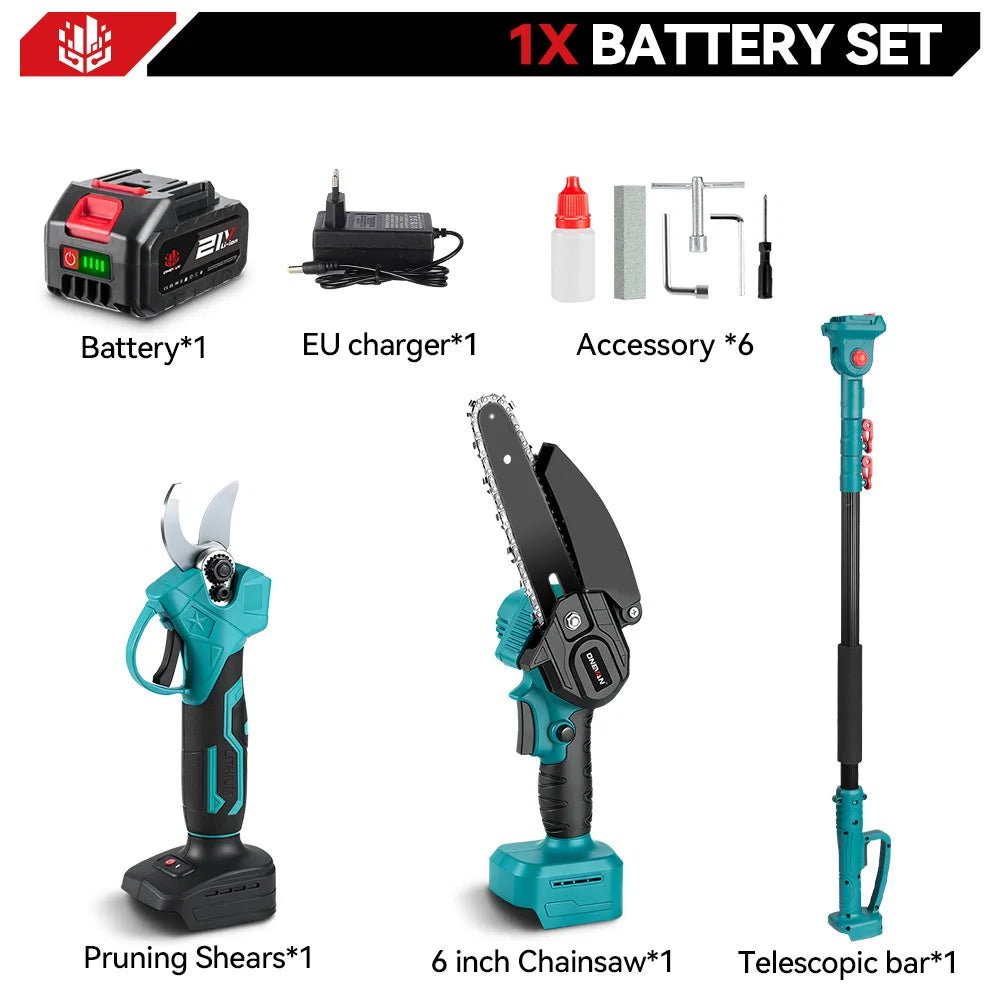 ONEVAN 3500W Brushless Telescoping Pole Electric Chainsaw 4 IN 1 High Branch Scissors Garden Pruning Tool For 21V 18V Battery