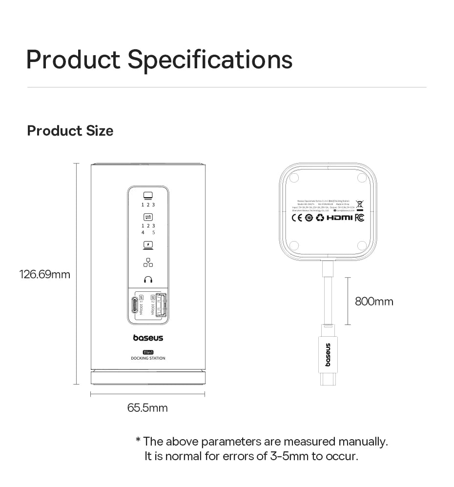 Baseus 11‑in‑1 USB‑C Hub | DP 4K@60Hz, HDMI, Triple Display, RJ45, PD 100W, USB 3.1 Docking Station
