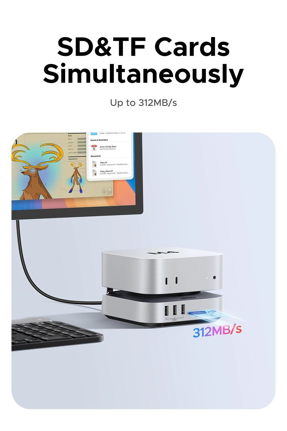 UGREEN 40Gbps Mac Mini M4 Docking Station with Dual USB‑C, M.2 NVMe SSD Enclosure