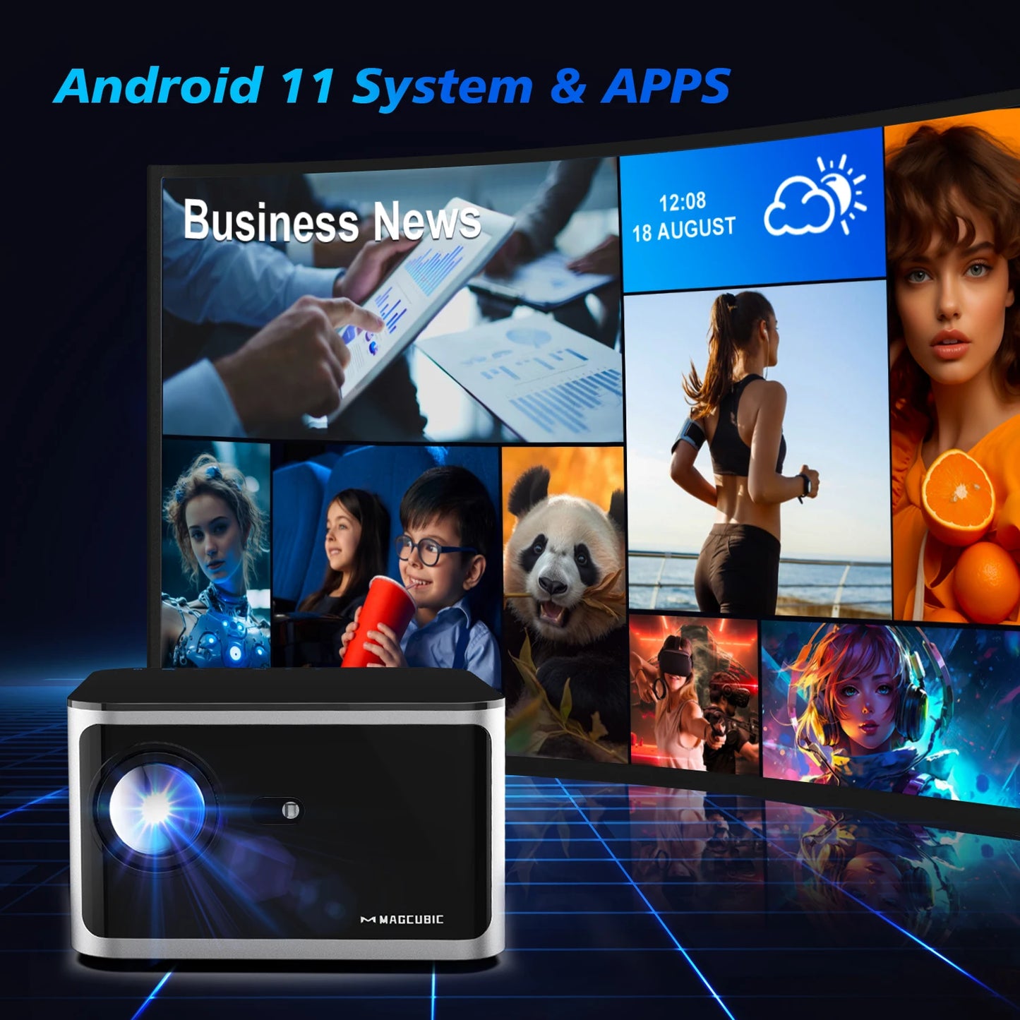 Magcubic HY350 Smart Projector | 580 ANSI 1080P | Auto Focus & Android 11