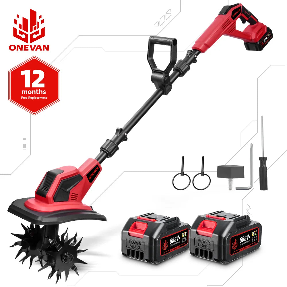 ONEVAN 4000W 36000RPM Electric Tiller Cultivator Cordless 17CM Electric Scarifier Garden Power Tool For Makita 18V Battery Pin