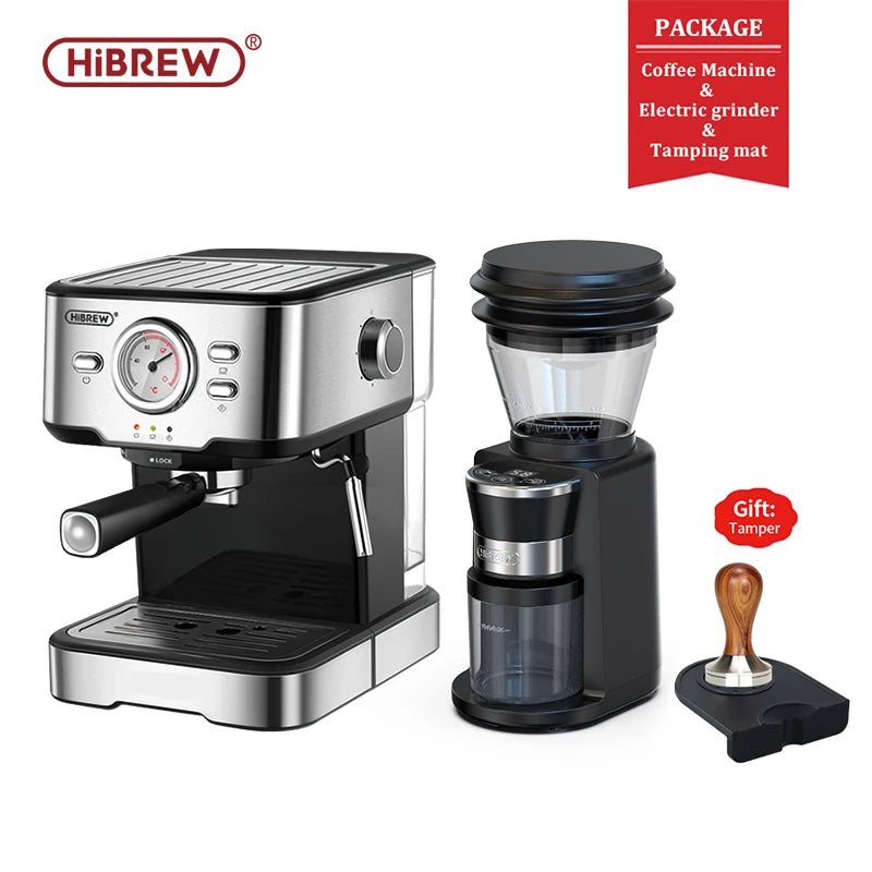 HiBREW H5 – 20‑Bar Semi‑Automatic Espresso Machine | Stainless Steel Coffee Maker with Temperature Display