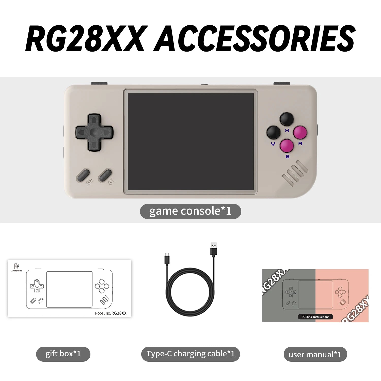 Anbernic RG28XX 2.83'' IPS Portable Handheld Game Players Linux System Retro Video Games Console Mini Arcade PS1 GB GBA - Limetastore