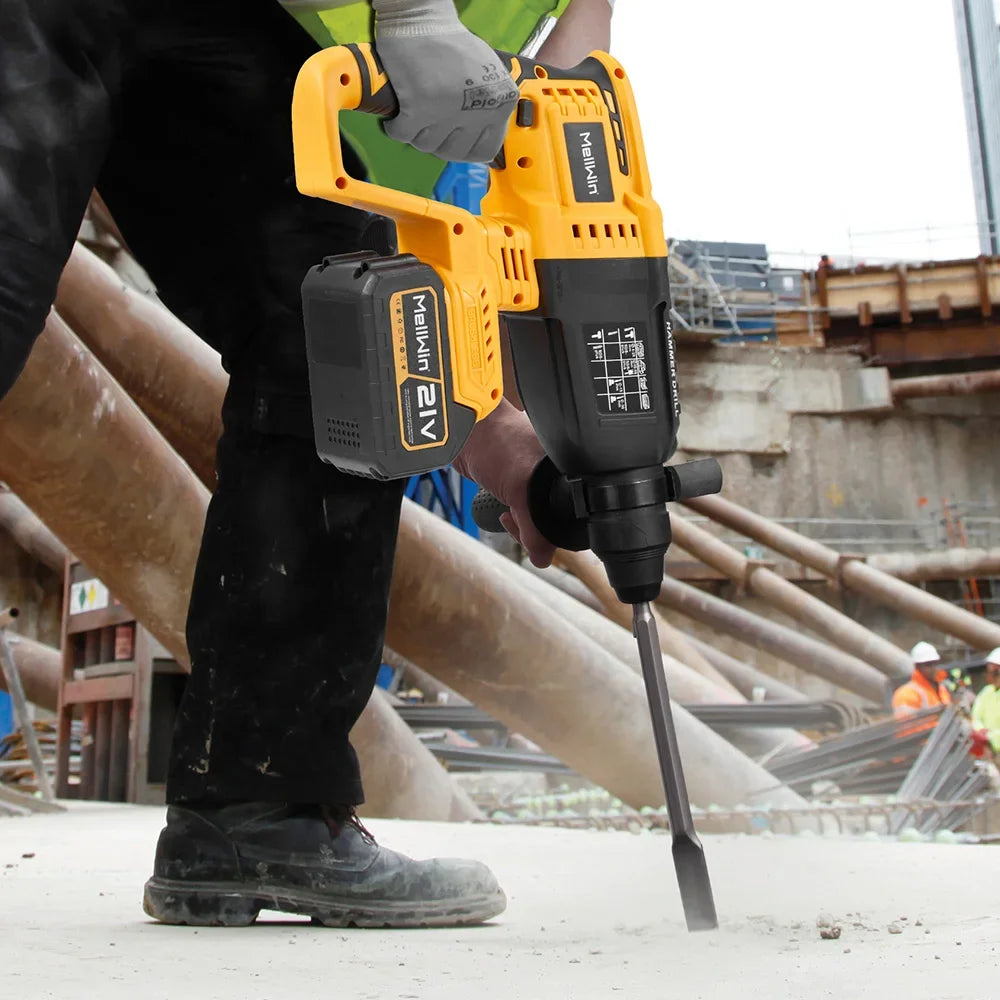 MELLWIN 26MM Brushless Electric Hammer Drill Cordless Household Rotary Impact Hammer Power Tool For Makita 18V Battery Pin - Limetastore