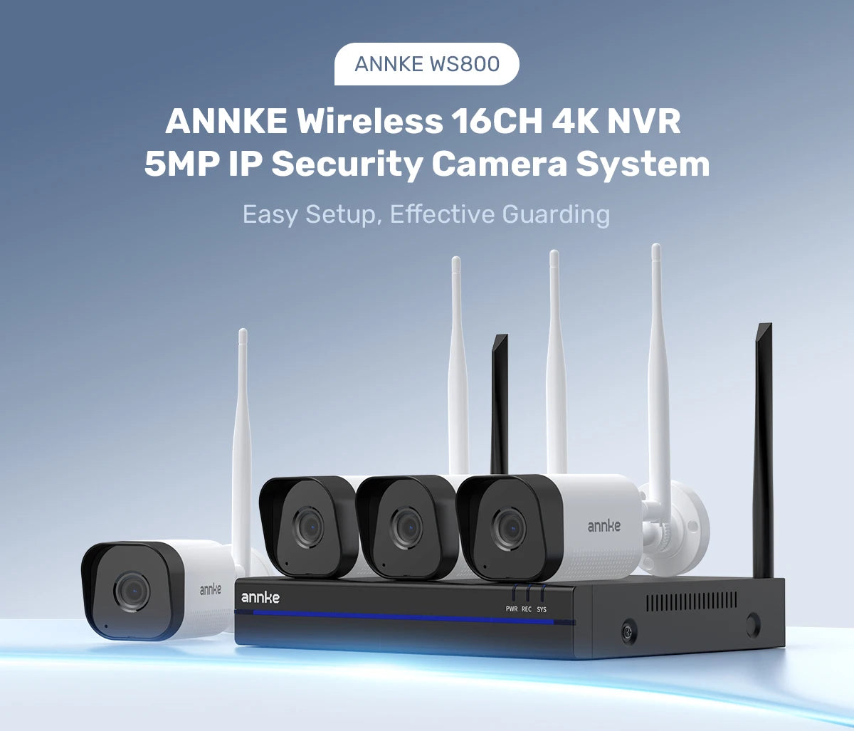 ANNKE WAS500 5MP Wireless CCTV System | 16CH 4K NVR, WiFi Cameras, Two‑Way Audio