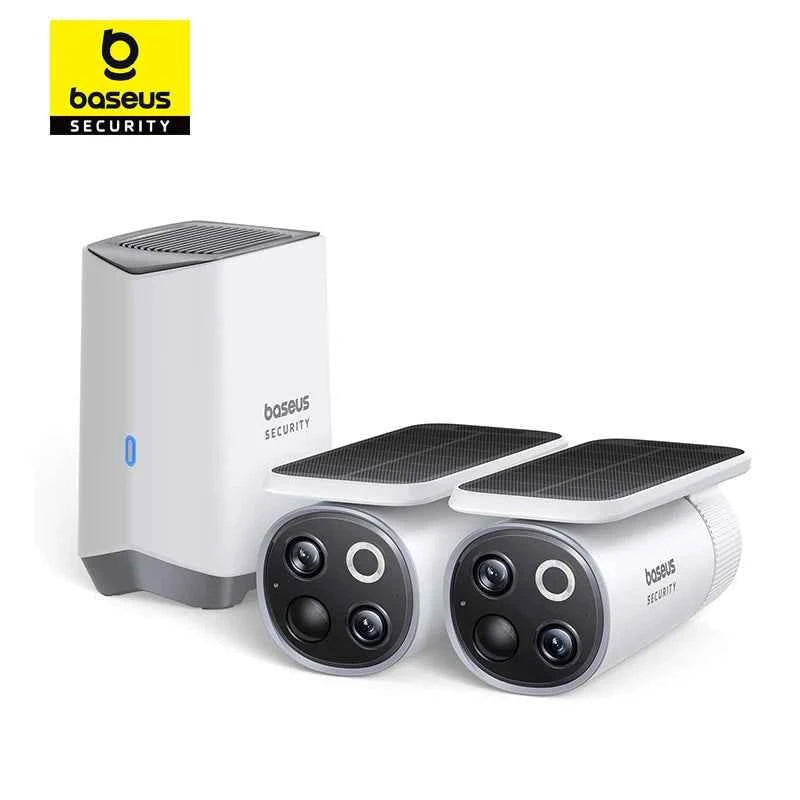 Baseus Security S1 Pro Outdoor Camera 3K Clarity Wireless Solar Security Camera Continuous Power IP67 Wifi Camera 2-Camera Kit - Limetastore