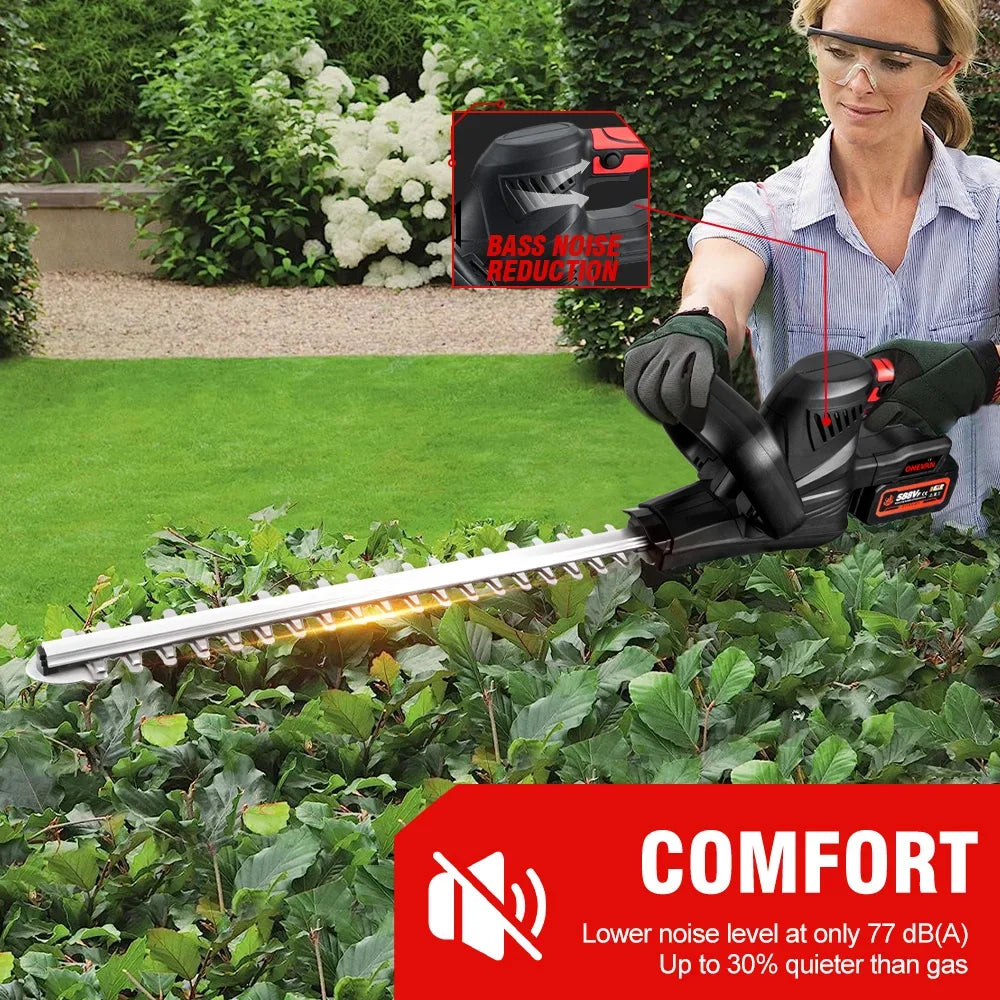 ONEVAN 2000W Cordless Hedge Trimmer Electric Household Trimmer Pruning Saw Rechargeable Hedge Trimmer For 21V 18v Battery