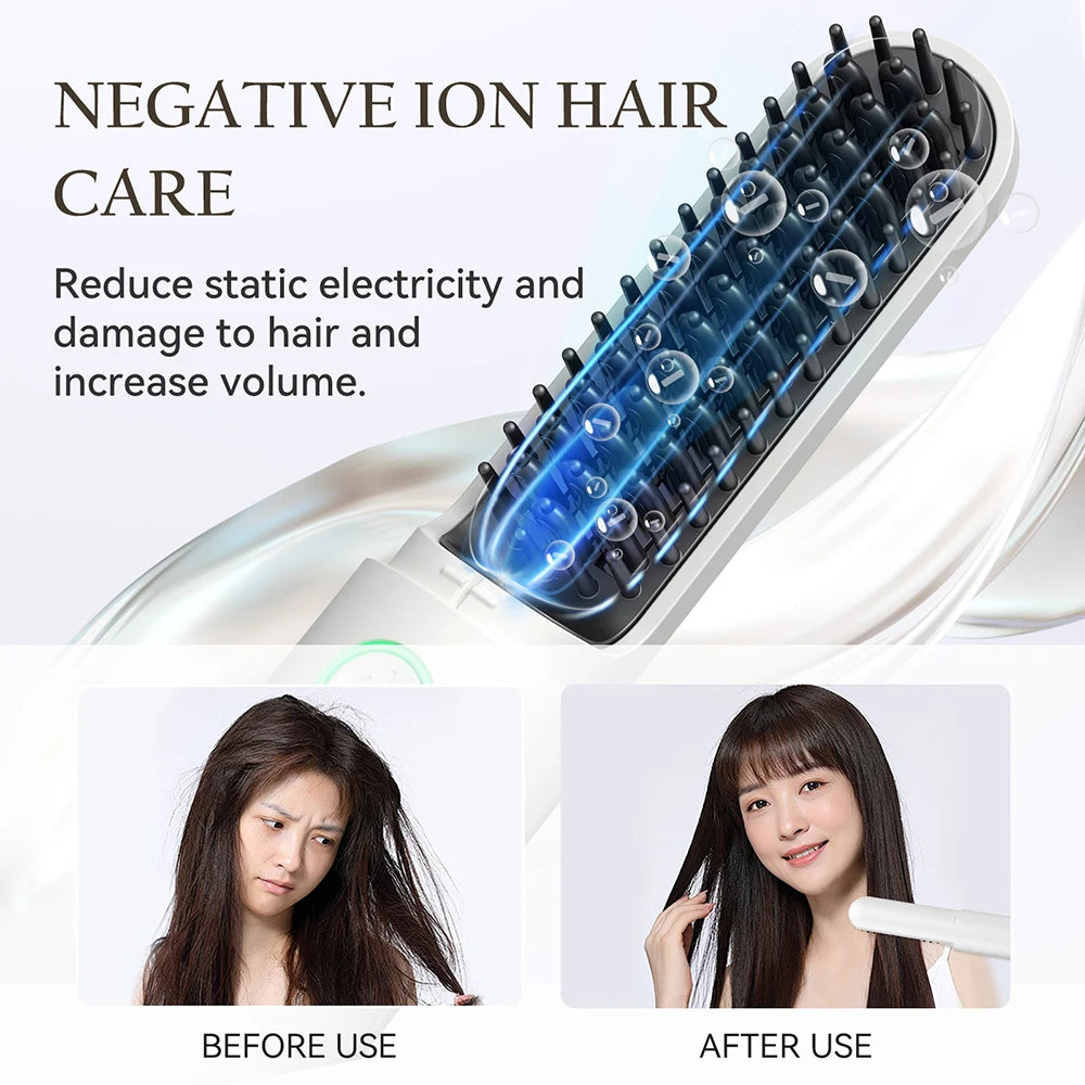 ANLAN Cordless Hair Straightener Brush | Ceramic, Negative Ions, Anti‑Scald, Portable