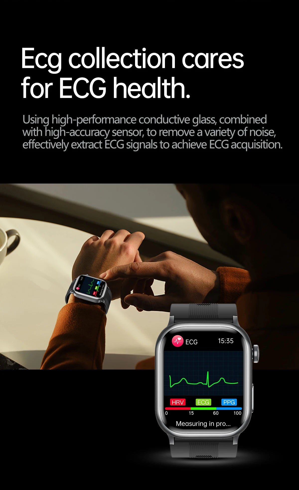 NFC Smart Watch Air Pump+Air Bag Accurate Blood Pressure Fat Health Measure BT Call Sports Tracking Sapphire Glass Smart Watch - Limetastore