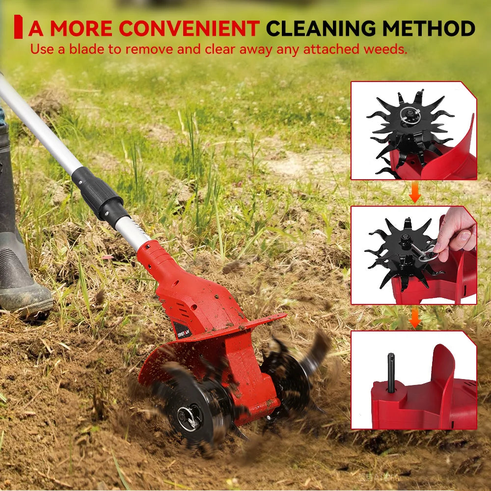 ONEVAN Brushless 1600W Electric Rototiller Tiller Cultivator Lawn Mower Cordless Scarifier Garden Tool For Makita Battery Pin