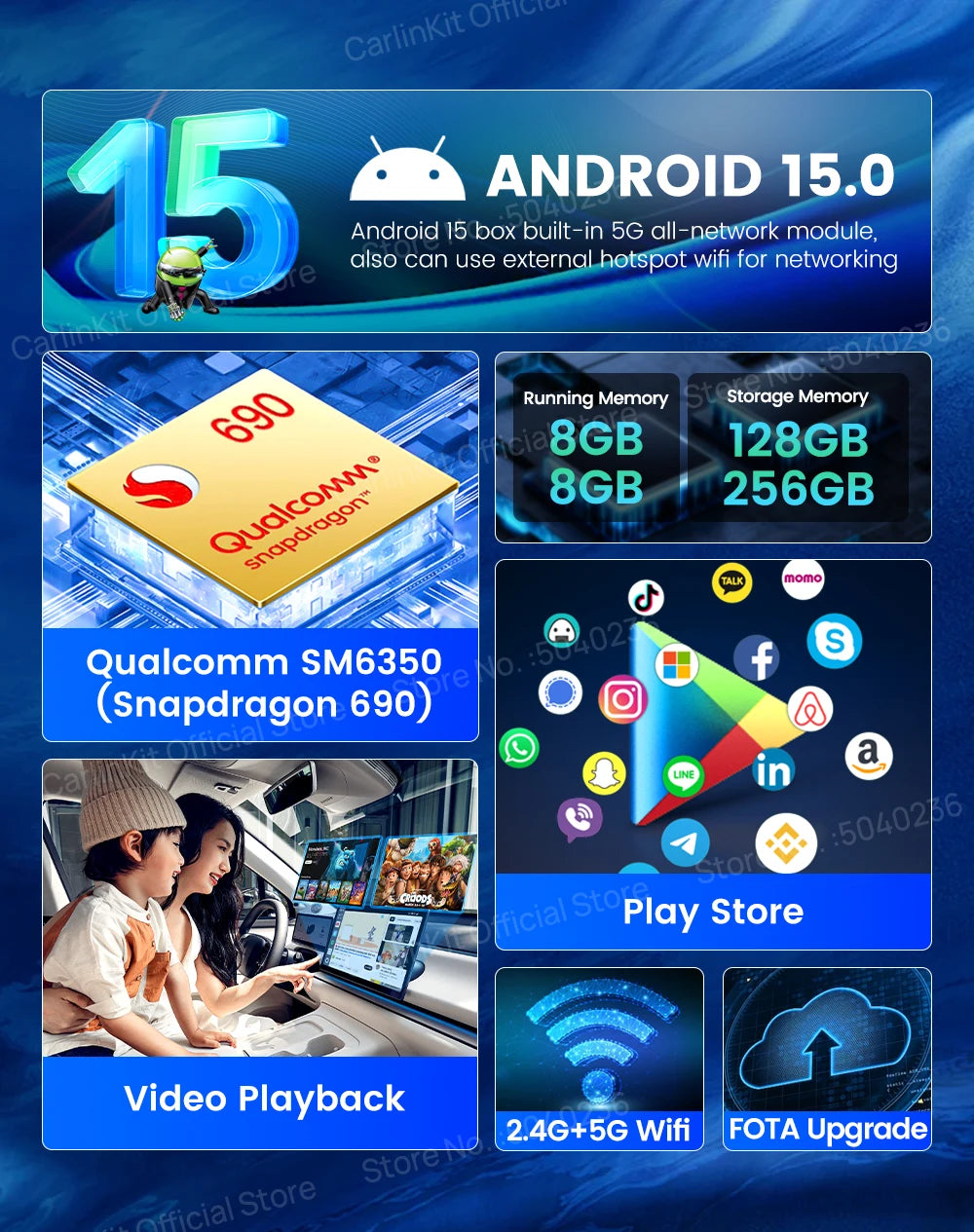 CarlinKit Android 15 Ultra2 8+128GB Wireless CarPlay AI Box