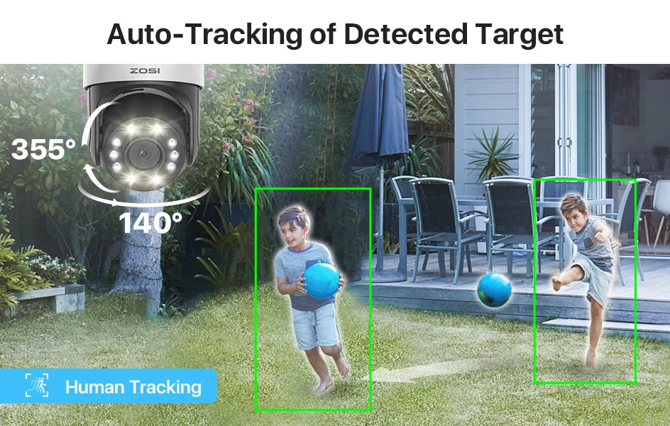 ZOSI C298 Max 4K 8MP Dual‑Lens PTZ Security Camera – 2×4MP Wide‑Angle Outdoor WiFi/Wired Surveillance Cam